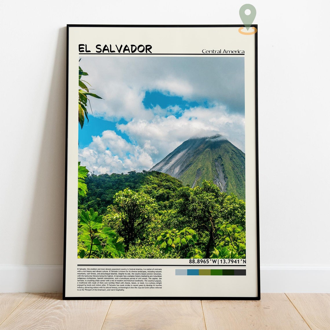 El Salvador Green Volcano Lush Jungle Clouds Photo Travel Poster - Image 2