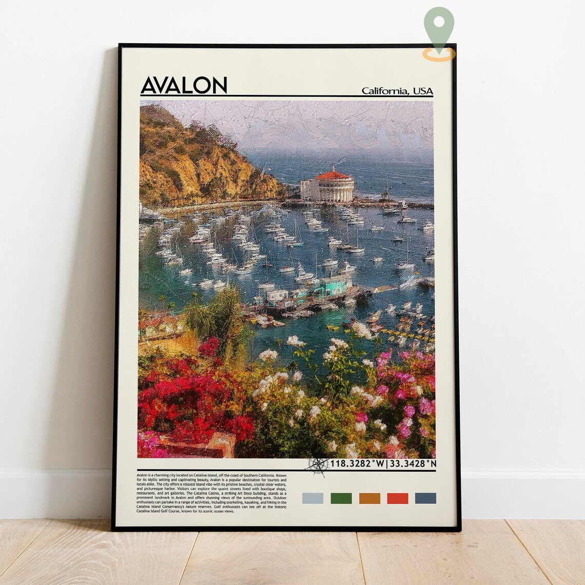 Avalon California Catalina Island Harbor Casino View Travel Poster - Image 2