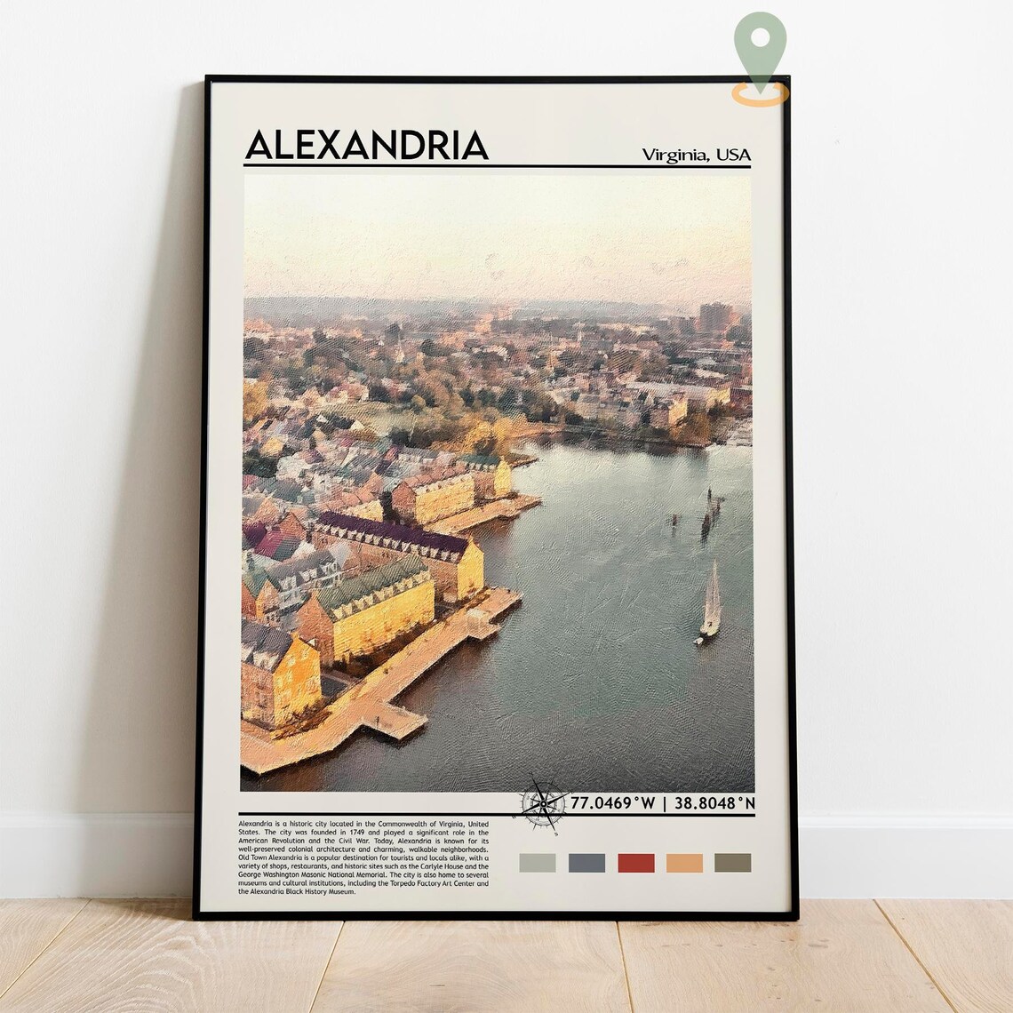 Alexandria Virginia Waterfront Old Town River Aerial Photo Poster - Image 2