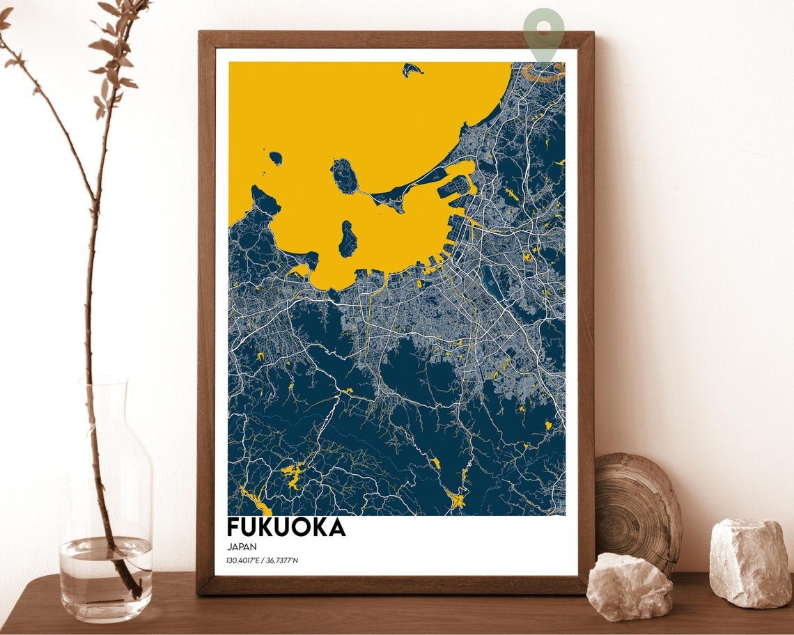 Fukuoka Map Fukuoka Map Print Fukuoka Personalized Map Fukuoka Wall Art Fukuoka Travel Poster Fukuoka Poster Fukuoka Japan - Image 6