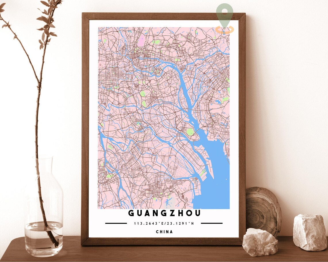 Guangzhou China Navy Street Map Pearl River Delta City Art Poster - Image 3