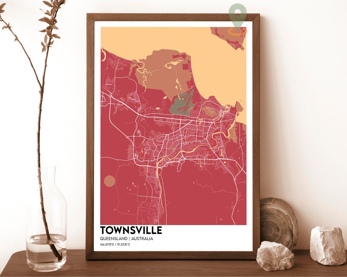 Townsville Map Townsville Map Print Townsville Personalized Map Townsville Wall Art Townsville Travel Poster Townsville Australia Print - Image 3