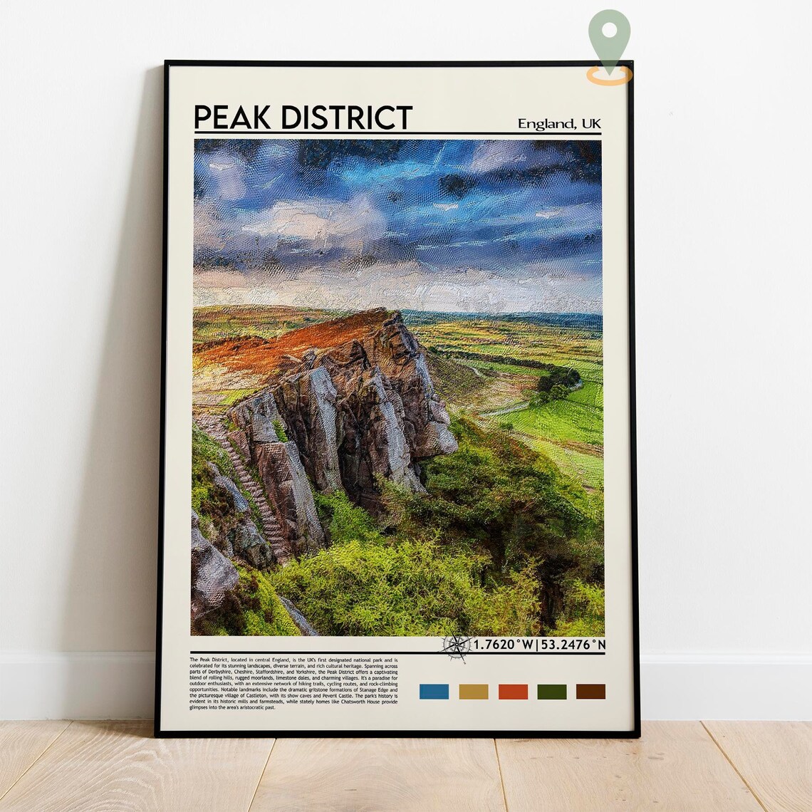 Peak District England Gritstone Edge Moorland Landscape Travel Poster - Image 2