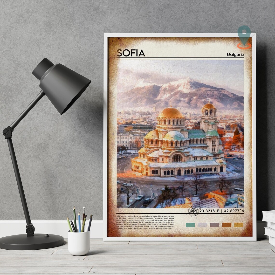 Sofia Bulgaria Golden Alexander Nevsky Cathedral Painted Cityscape Poster - Image 5