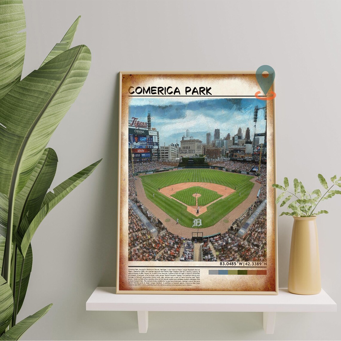 Comerica Park Detroit Tigers Baseball Stadium Watercolor Travel Poster - Image 5
