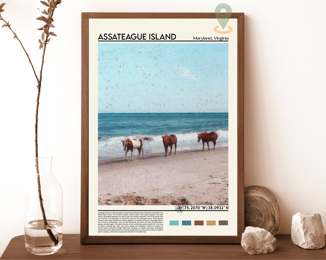 Assateague Island Maryland Virginia Wild Horses Beach Poster