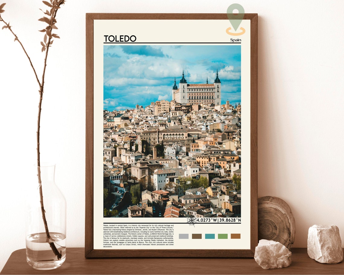 Historic Toledo Spain Alcazar Hilltop Old Town Travel Poster