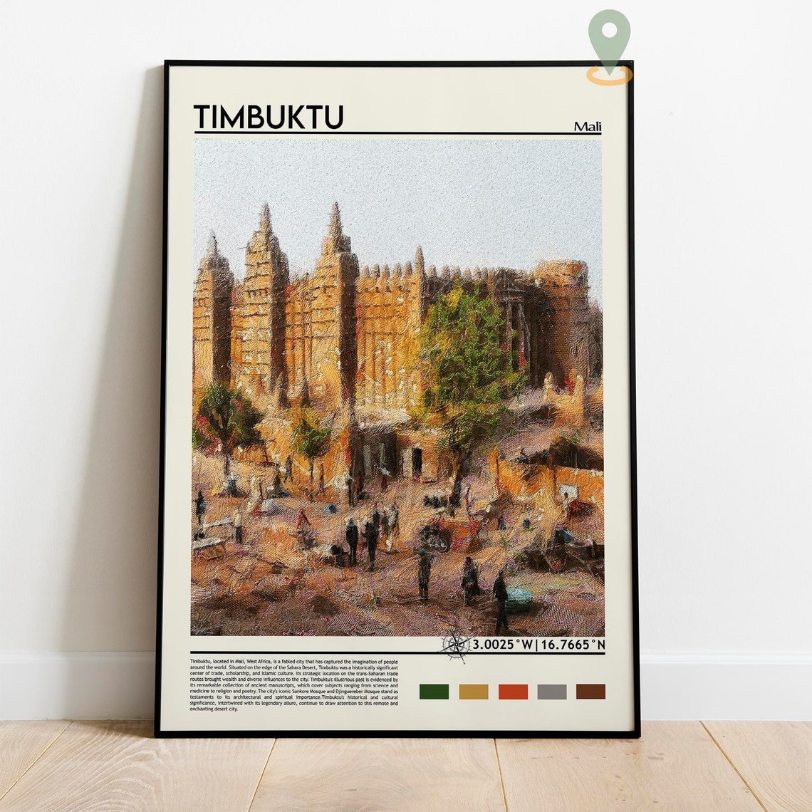 Timbuktu Mali Djinguereber Mud Mosque Desert Historic Travel Poster - Image 3
