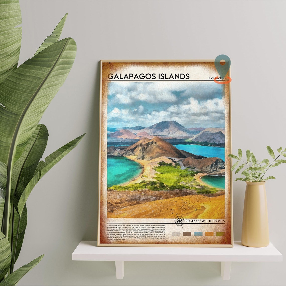 Galapagos Islands Ecuador Turquoise Bays Volcanic Hills Poster - Image 2