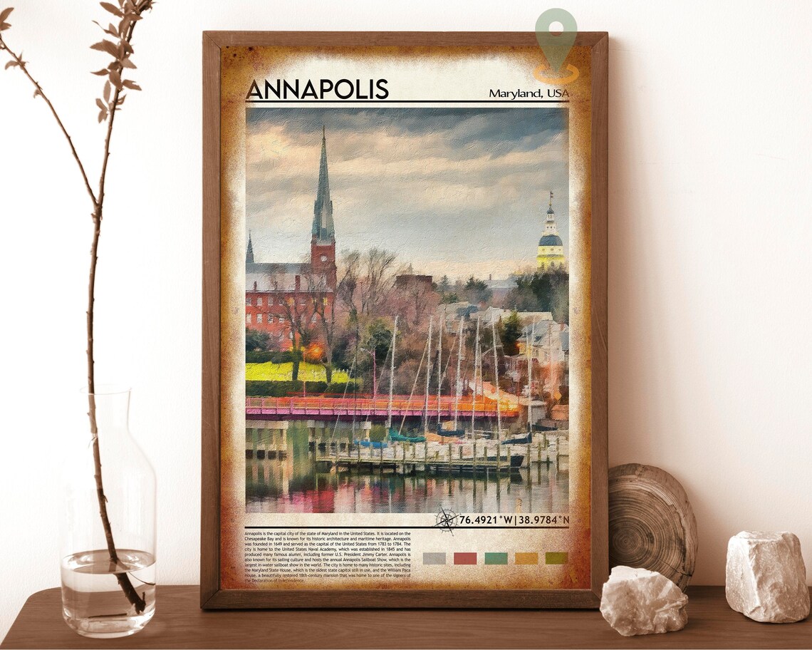 Annapolis Maryland Historic Harbor Sailboats Vintage Travel Poster - Image 6