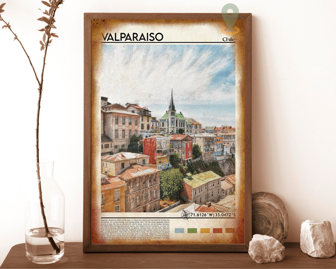 Valparaiso Chile Colorful Hillside Houses Harbor City Painterly Poster - Image 6