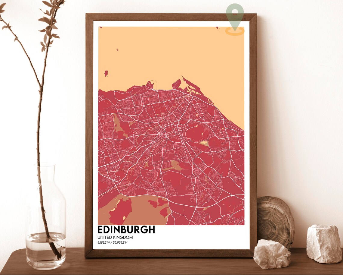 Edinburgh Scotland Navy Gold Bold Modern City Street Map Poster - Image 4