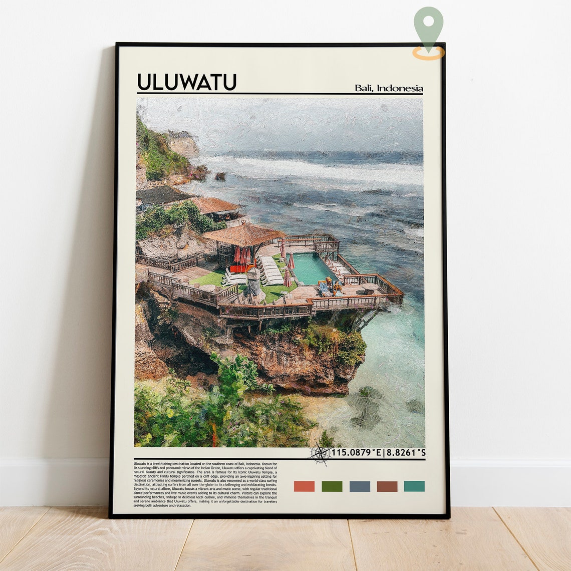 Uluwatu Bali Indonesia Cliffside Beach Club Ocean View Poster - Image 2