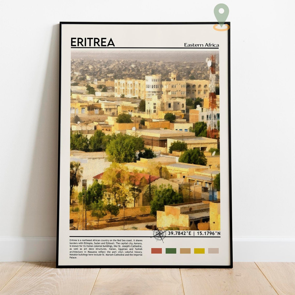Eritrea Eastern Africa Golden Painted Cityscape Travel Poster - Image 5