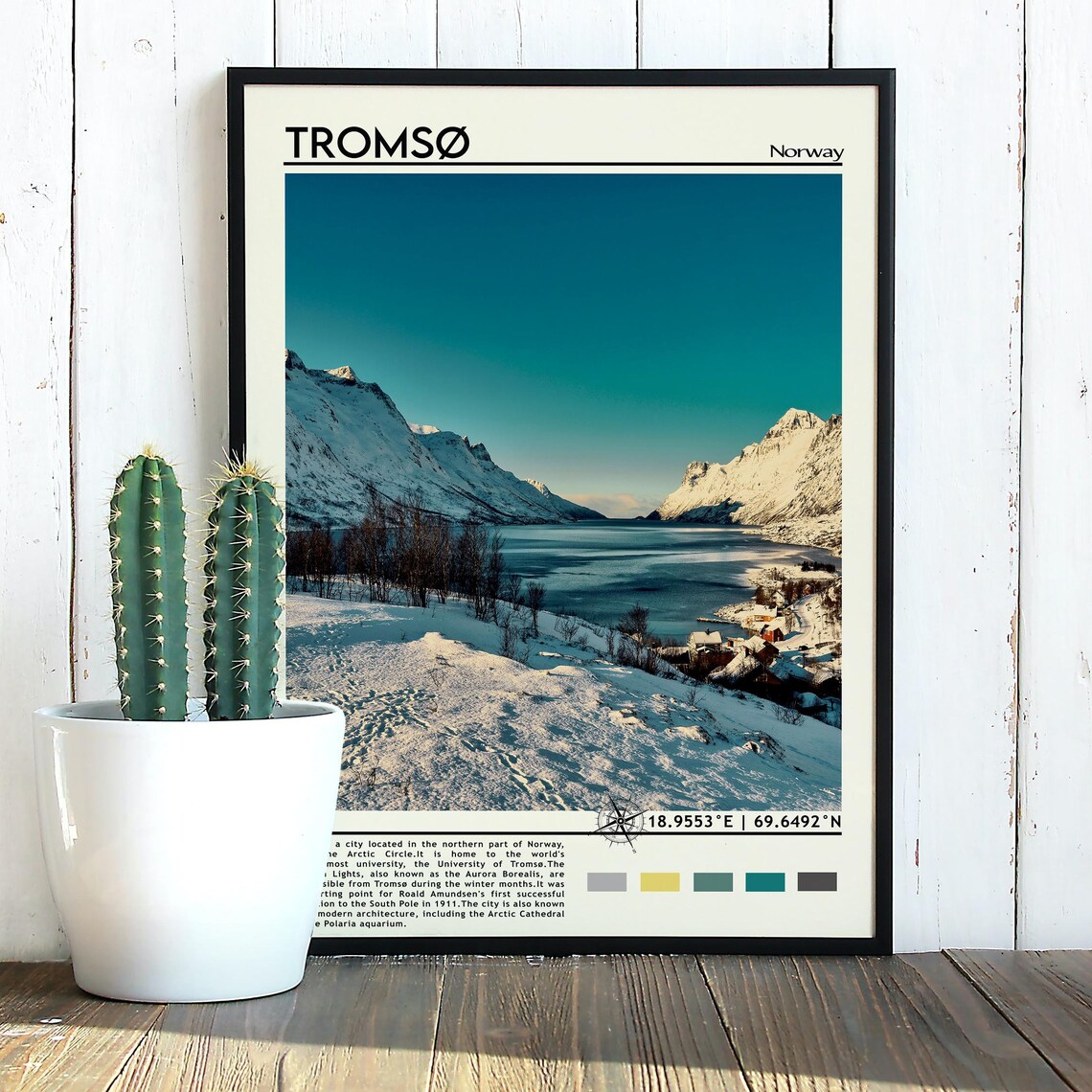 Tromso Norway Arctic Fjord Snowy Peaks Winter Night Photo Poster - Image 4