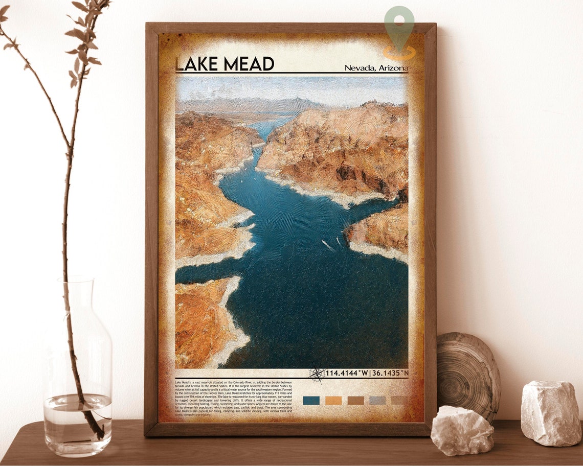 Lake Mead Print Lake Mead Poster Lake Mead Wall Art Lake Mead Travel Print Lake Mead Art Print Lake Mead Artwork Arizona Print - Image 6