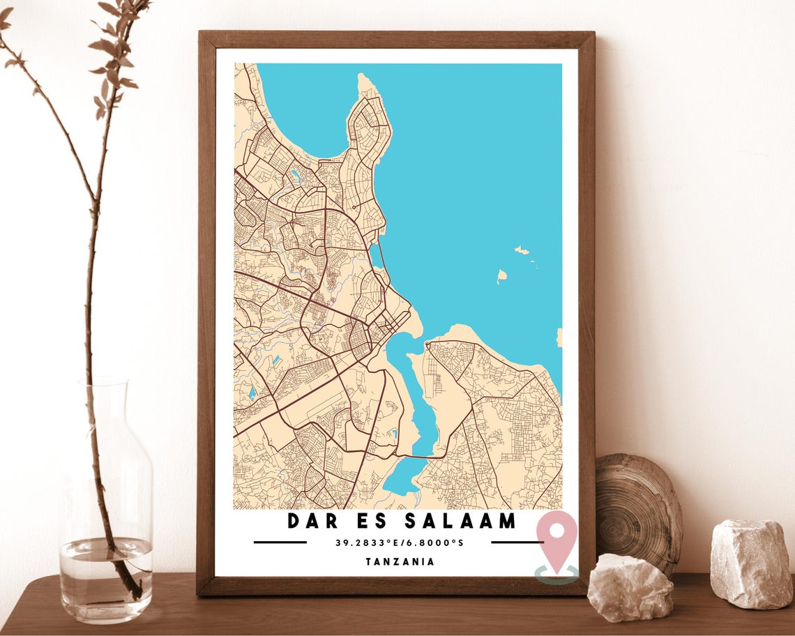 Dar Es Salaam Tanzania Grey Orange City Street Map Coordinates Poster - Image 3