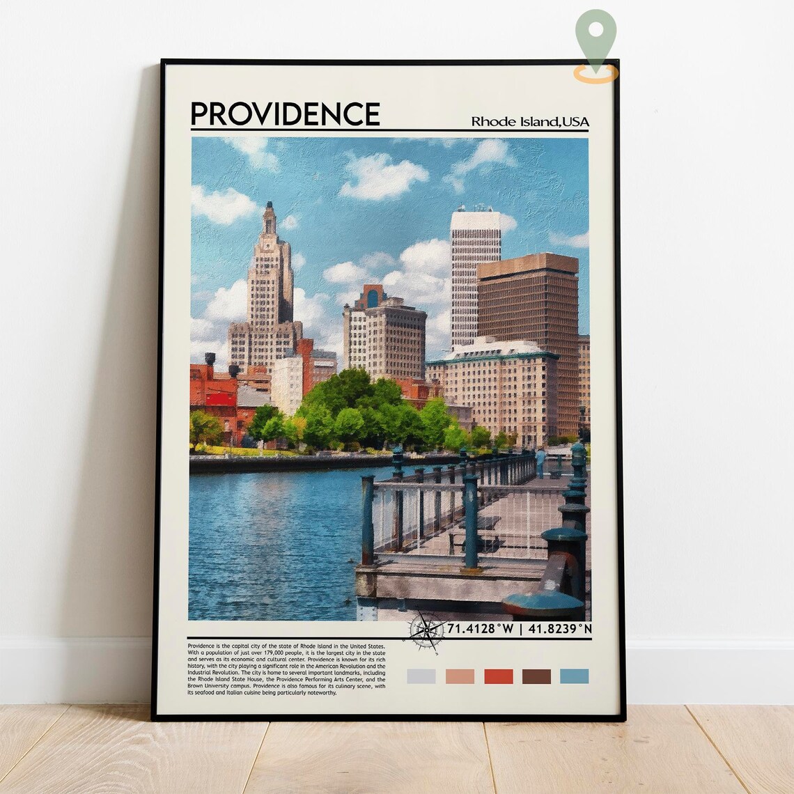 Providence Rhode Island Waterfront Vintage Skyline Travel Poster - Image 5