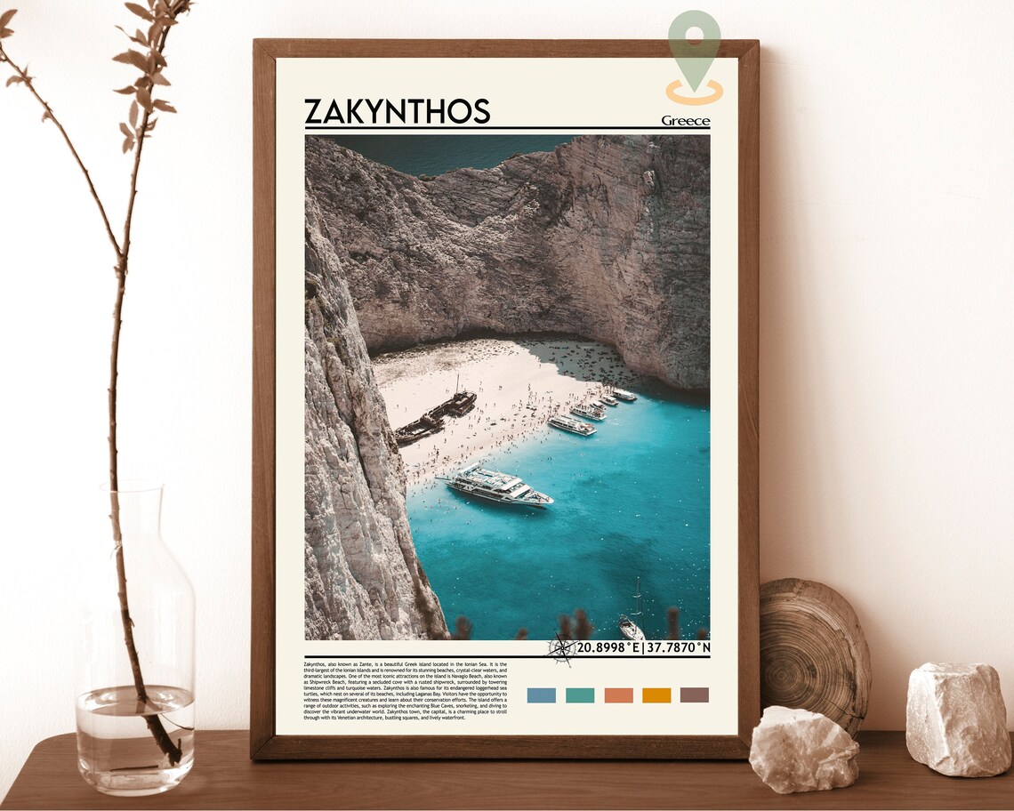 Zakynthos Greece Navagio Shipwreck Beach Cove Aerial View Poster