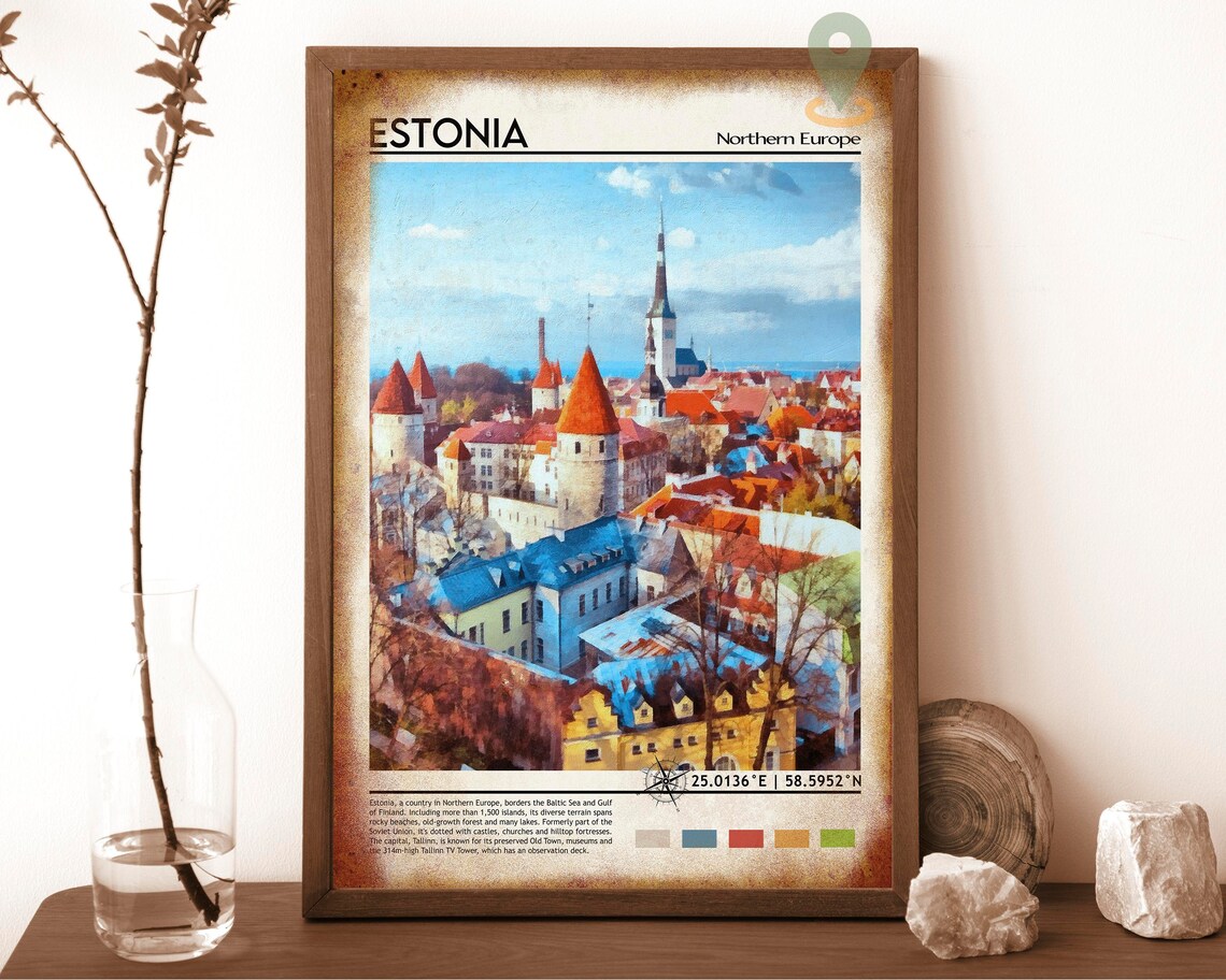 Estonia Northern Europe Tallinn Old Town Rooftops Travel Poster - Image 6