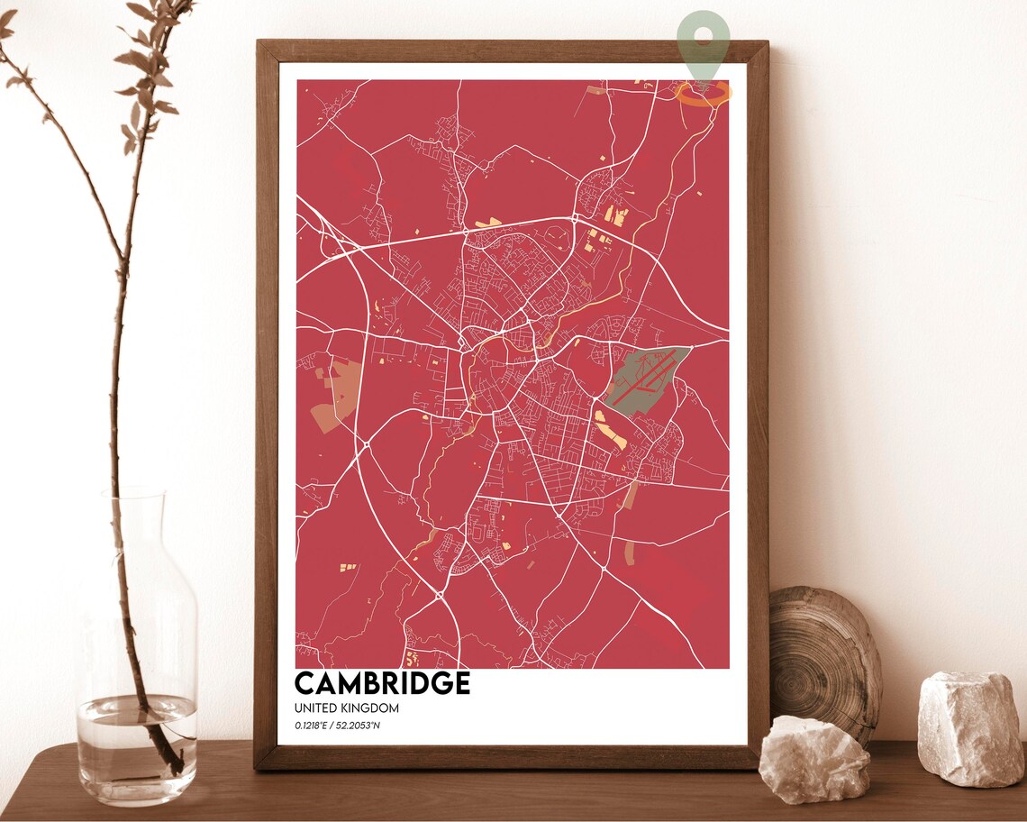 Cambridge United Kingdom Navy Street Map Elegant City Poster - Image 4