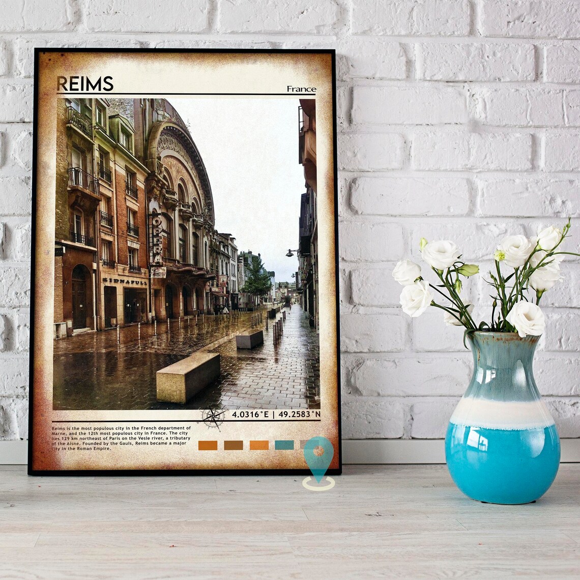 Reims France Rainy Street Opera Cinema Vintage Charm Travel Poster - Image 5