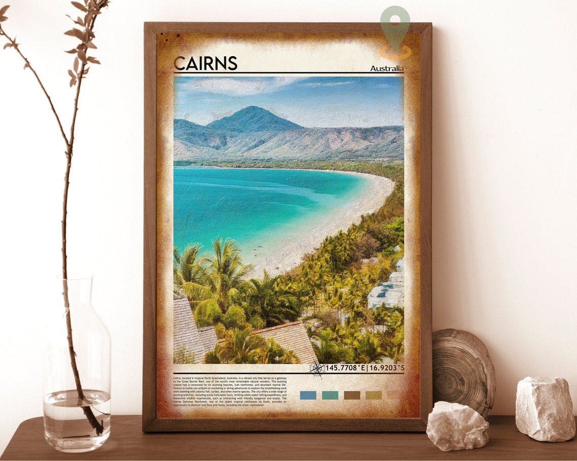 Cairns Australia Tropical Beach Palm Trees Reef Travel Poster - Image 6