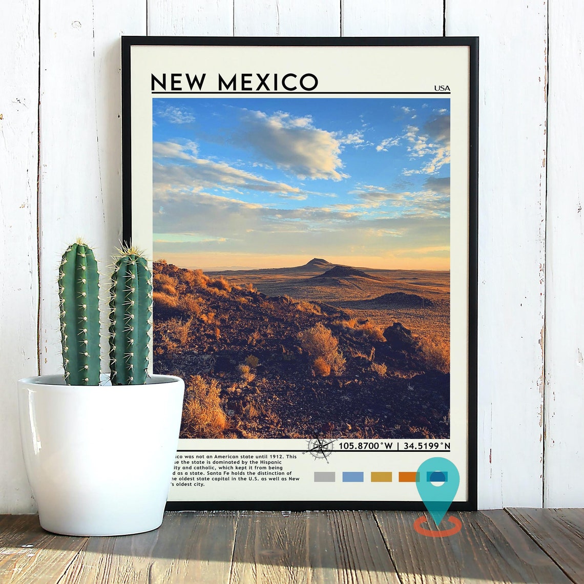 New Mexico Travel Poster New Mexico Print New Mexico Wall Art New Mexico Vintage Poster New Mexico United States Poster Print - Image 3