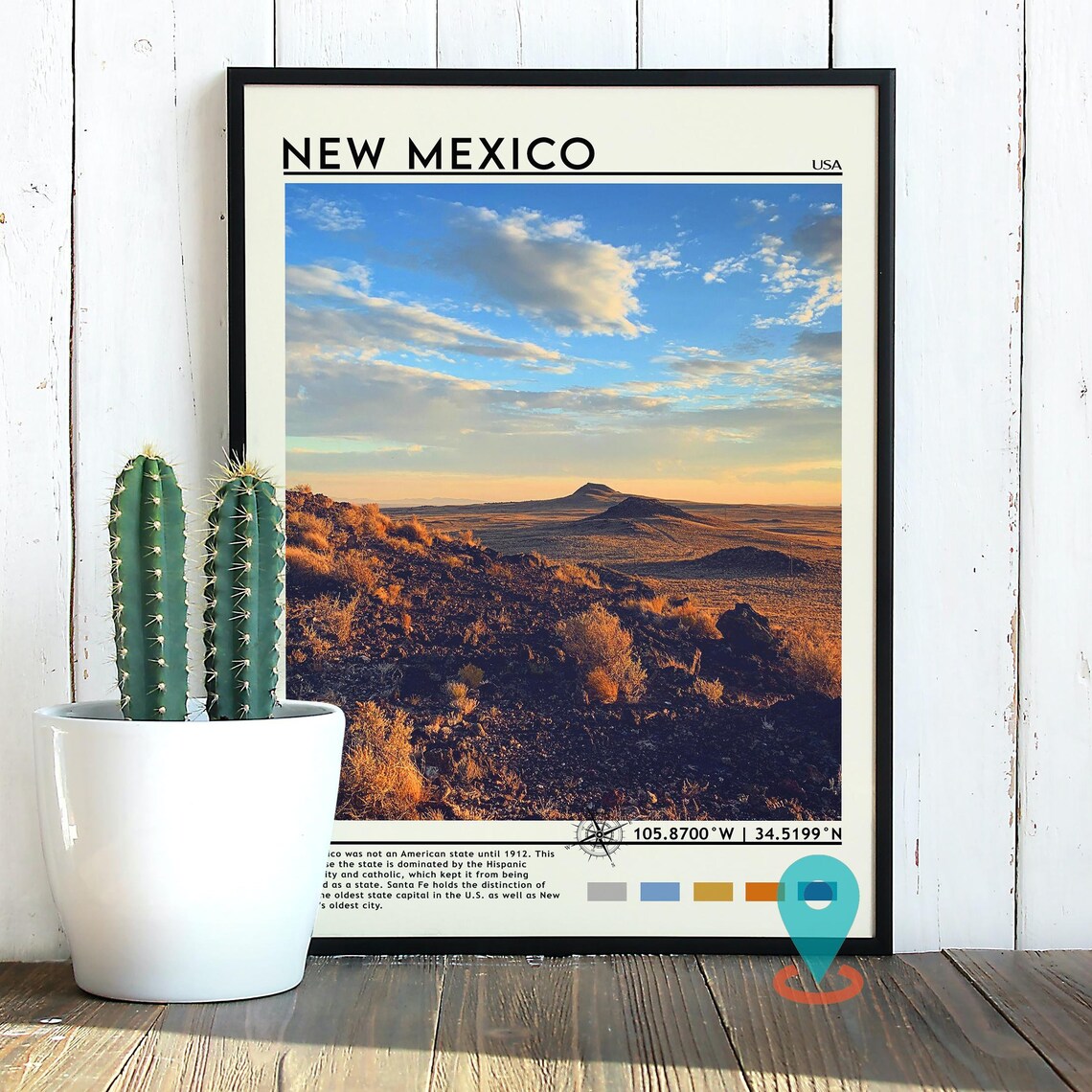 New Mexico USA Desert Volcanic Landscape Sunset Travel Poster - Image 3