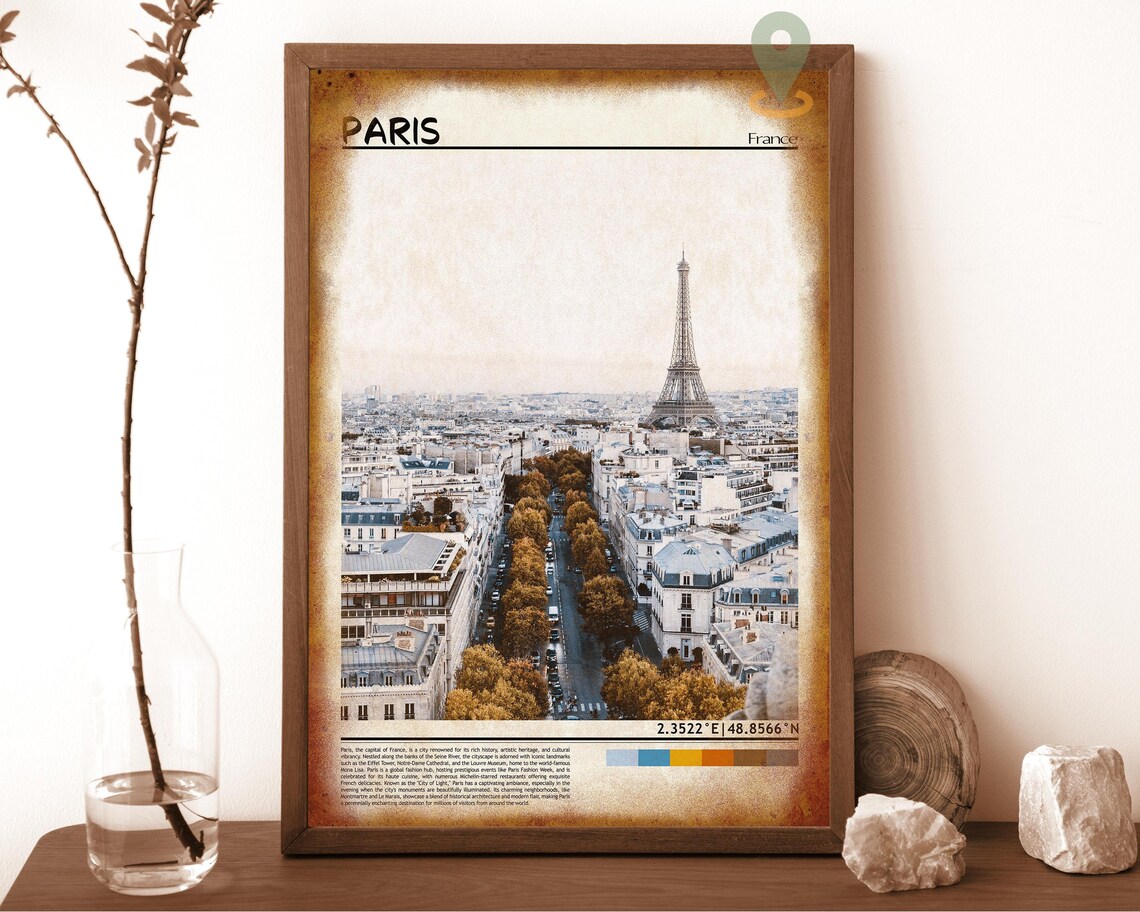 Paris France Eiffel Tower Autumn Avenue Aerial City View Poster - Image 6