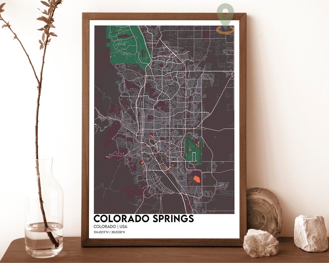 Colorado Springs Neon Purple City Map Modern Cartography Poster - Image 4