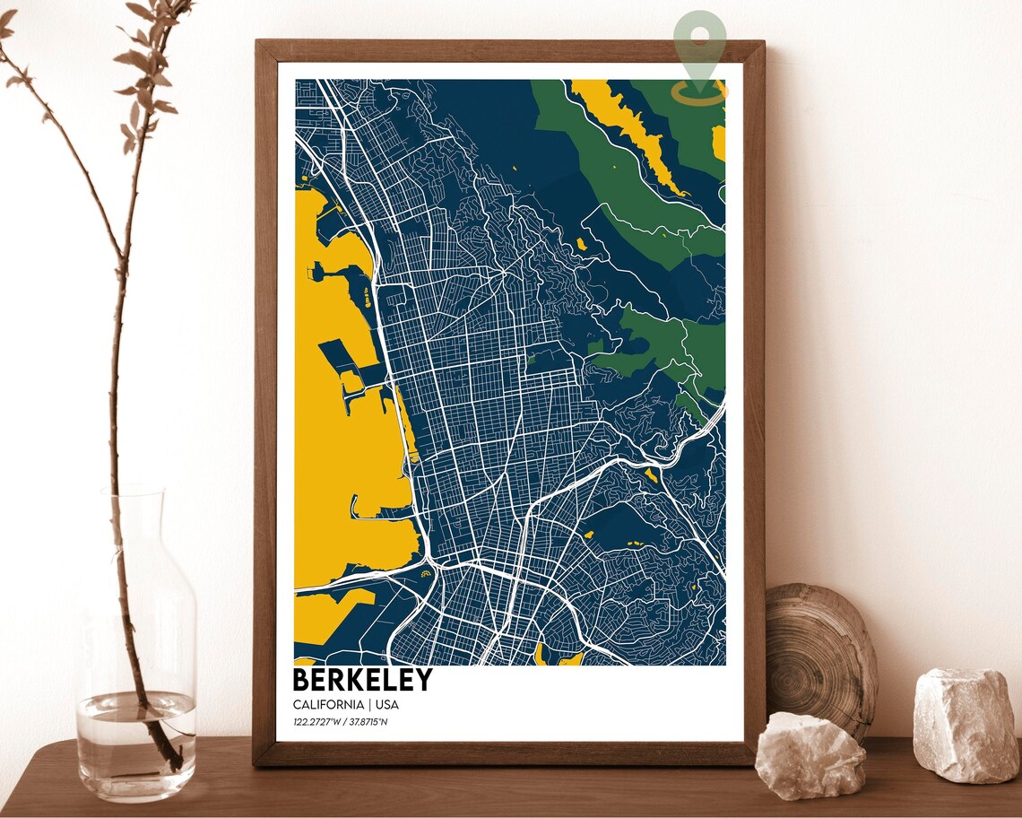 Berkeley California USA Deep Midnight Blue Bay City Map Poster - Image 2