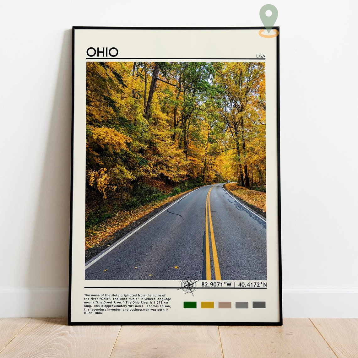 Ohio Travel Poster Ohio Print Ohio Wall Art Ohio Vintage Poster Ohio Photo Ohio Poster Print Ohio Wall Decor Ohio Painting Ohio Art - Image 2