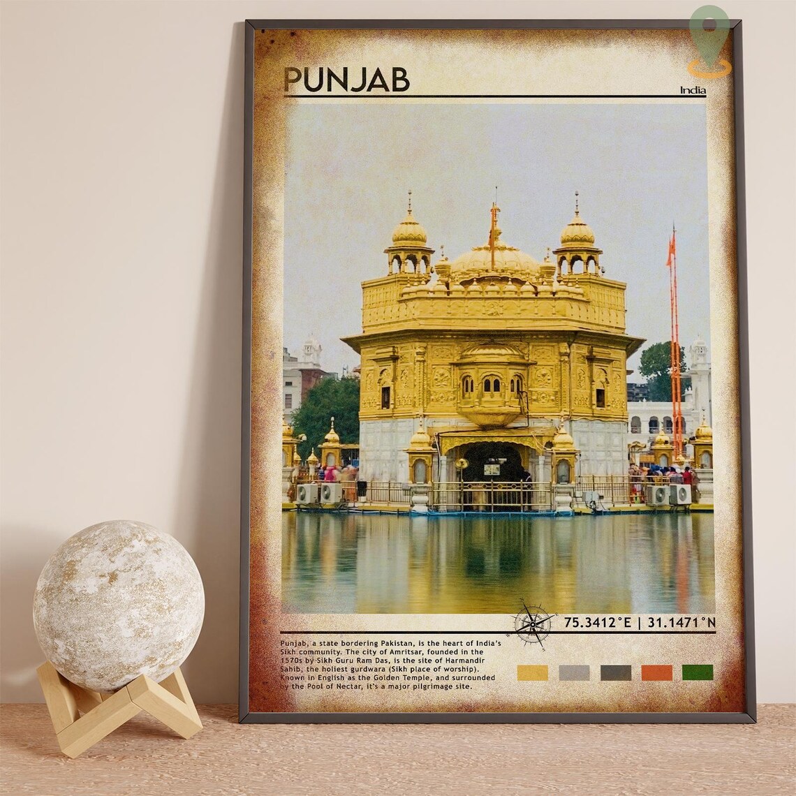Punjab India Golden Temple Amritsar Reflecting Pool View Poster - Image 2