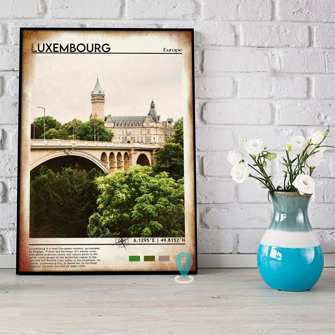 Luxembourg Print Vintage Poster Luxembourg Art Luxembourg Poster Luxembourg Photo Luxembourg Poster Print Travel Poster Travel Gift - Image 3