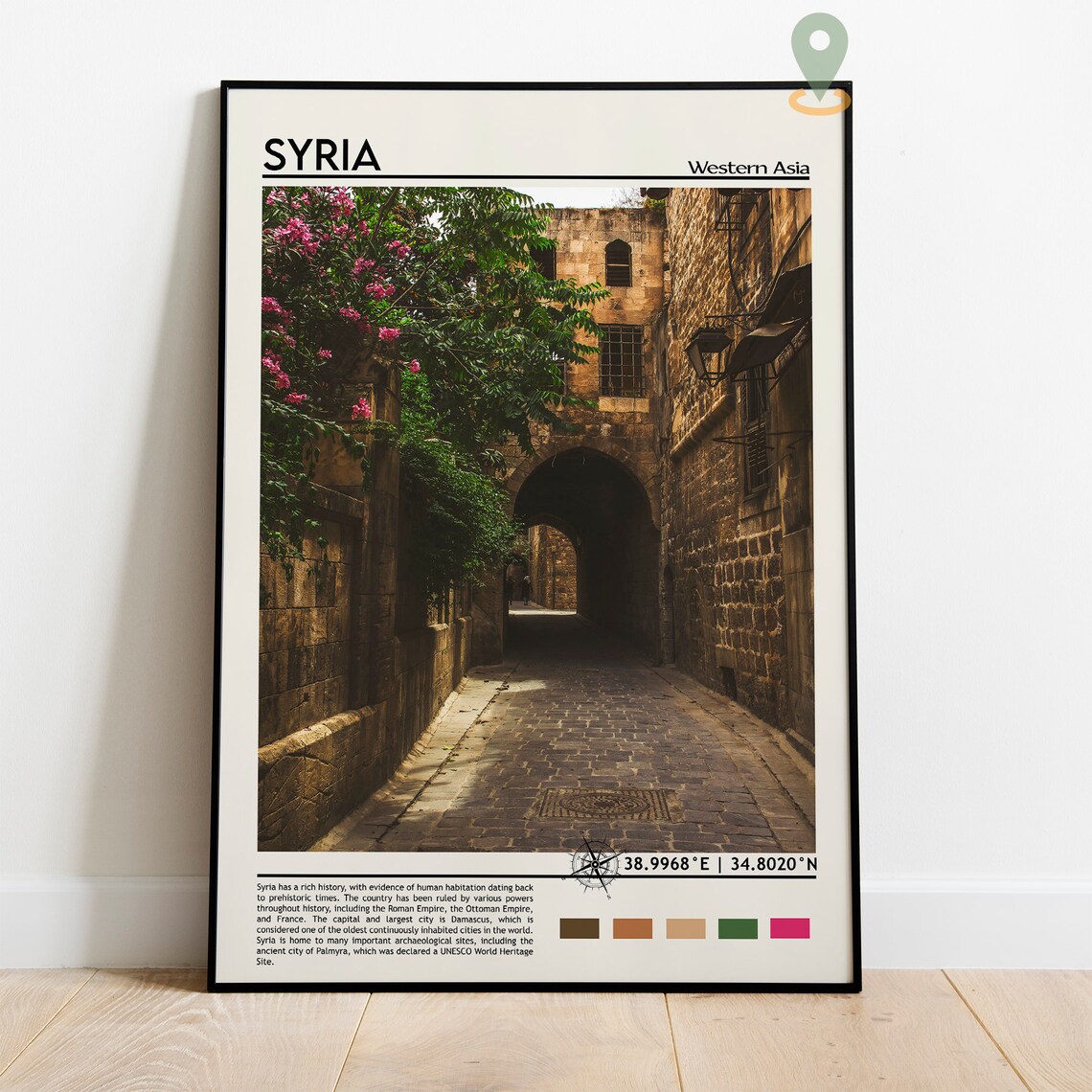 Syria Western Asia Historic Stone Alley Heritage Travel Poster - Image 5