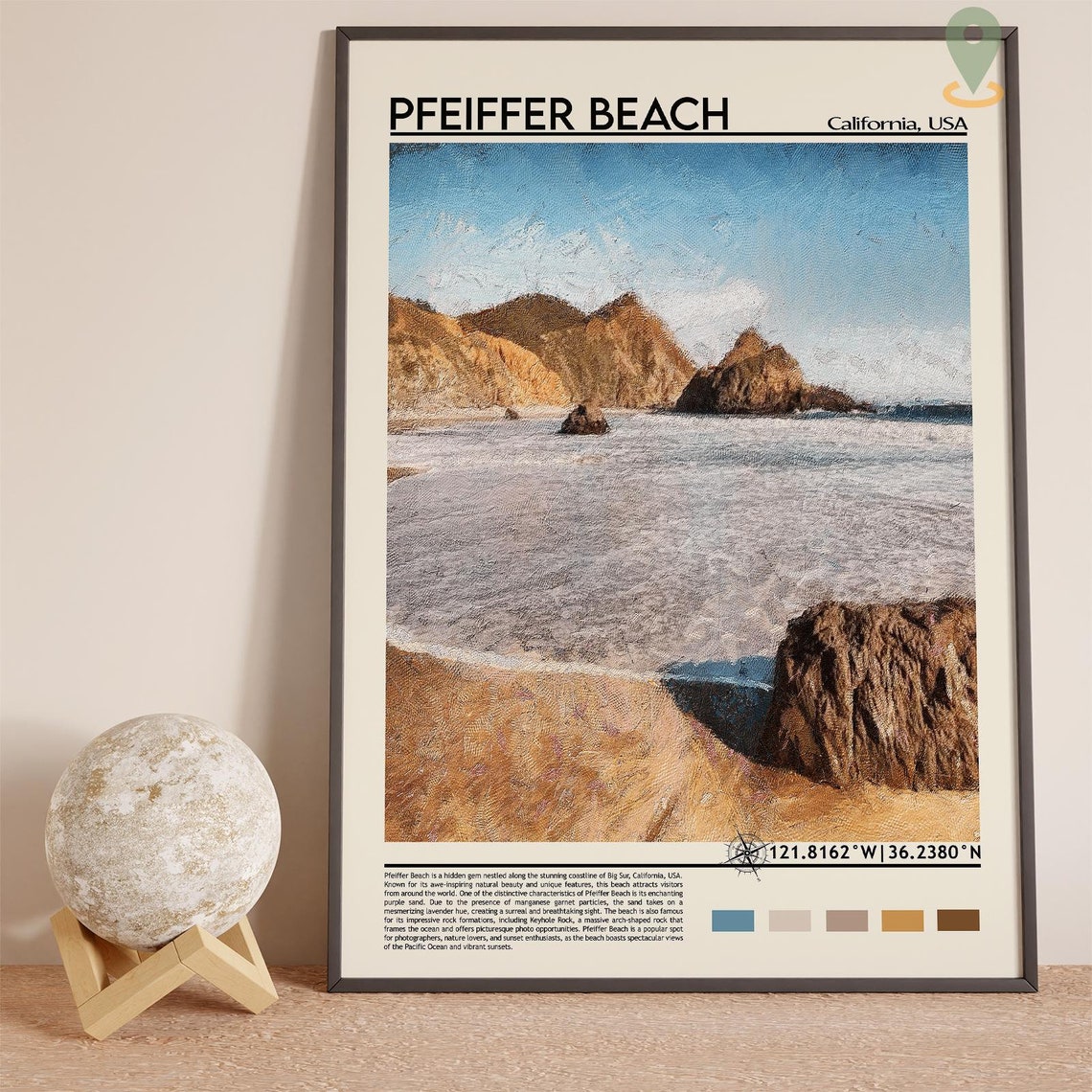 Pfeiffer Beach California Big Sur Rocky Coastline Travel Poster - Image 3