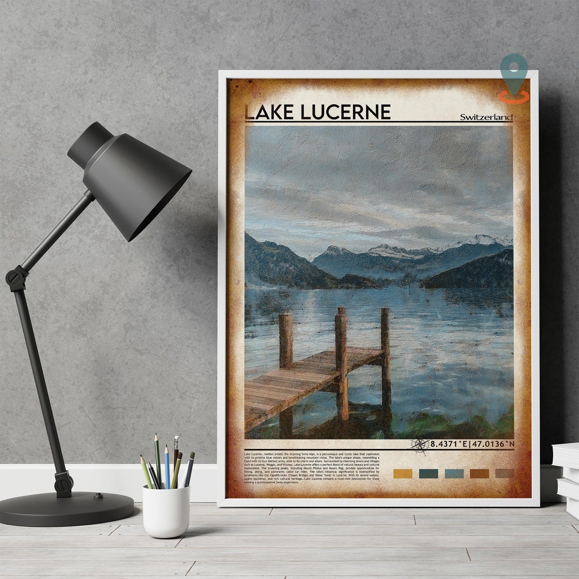Lake Lucerne Print Lake Lucerne Poster Lake Lucerne Wall Art Lake Lucerne Travel Print Lake Lucerne Artwork Switzerland Travel Print - Image 4