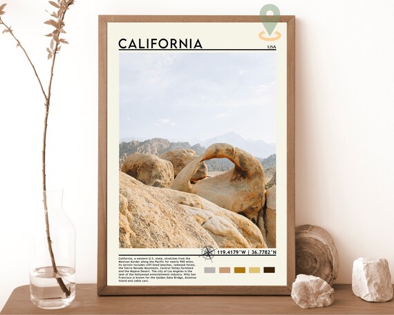 California USA Desert Rock Arch Formation Scenic Travel Poster
