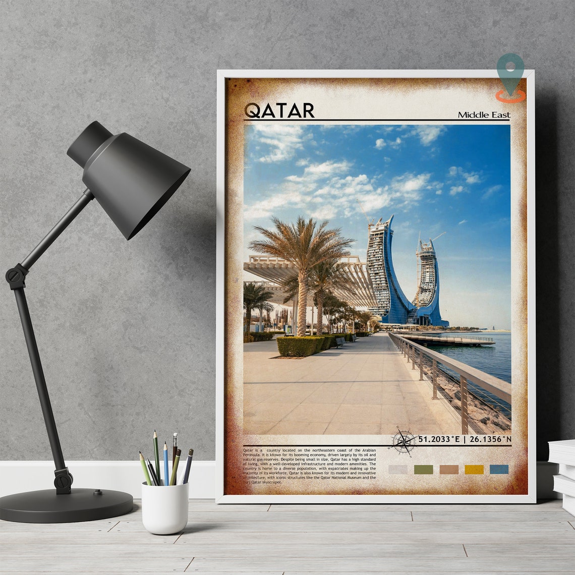Qatar Lusail Marina Promenade Skyline Travel Poster Middle East - Image 4