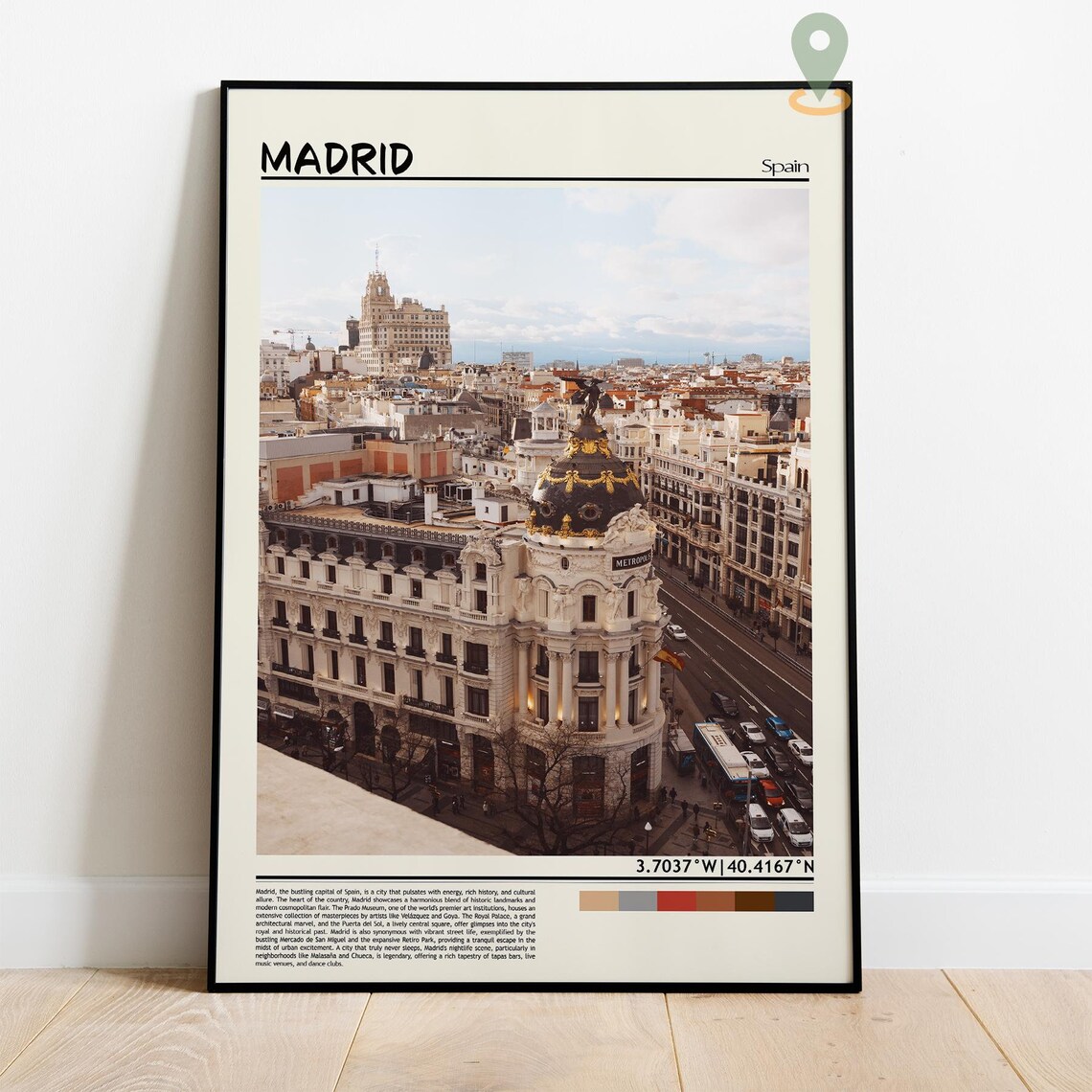 Madrid Spain Metropolis Building Ornate Dome Street Photo Poster - Image 4