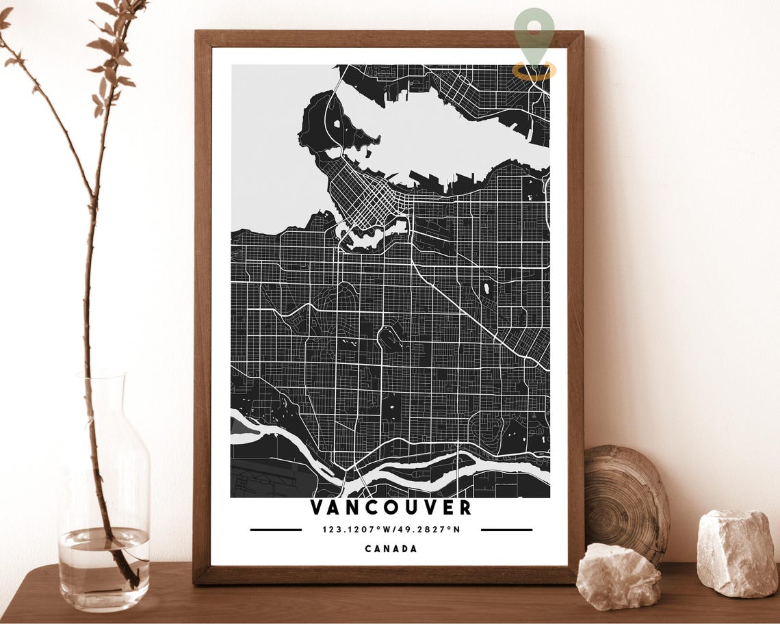 Vancouver Canada Navy Gold Street Map Bold Minimalist Wall Art - Image 6