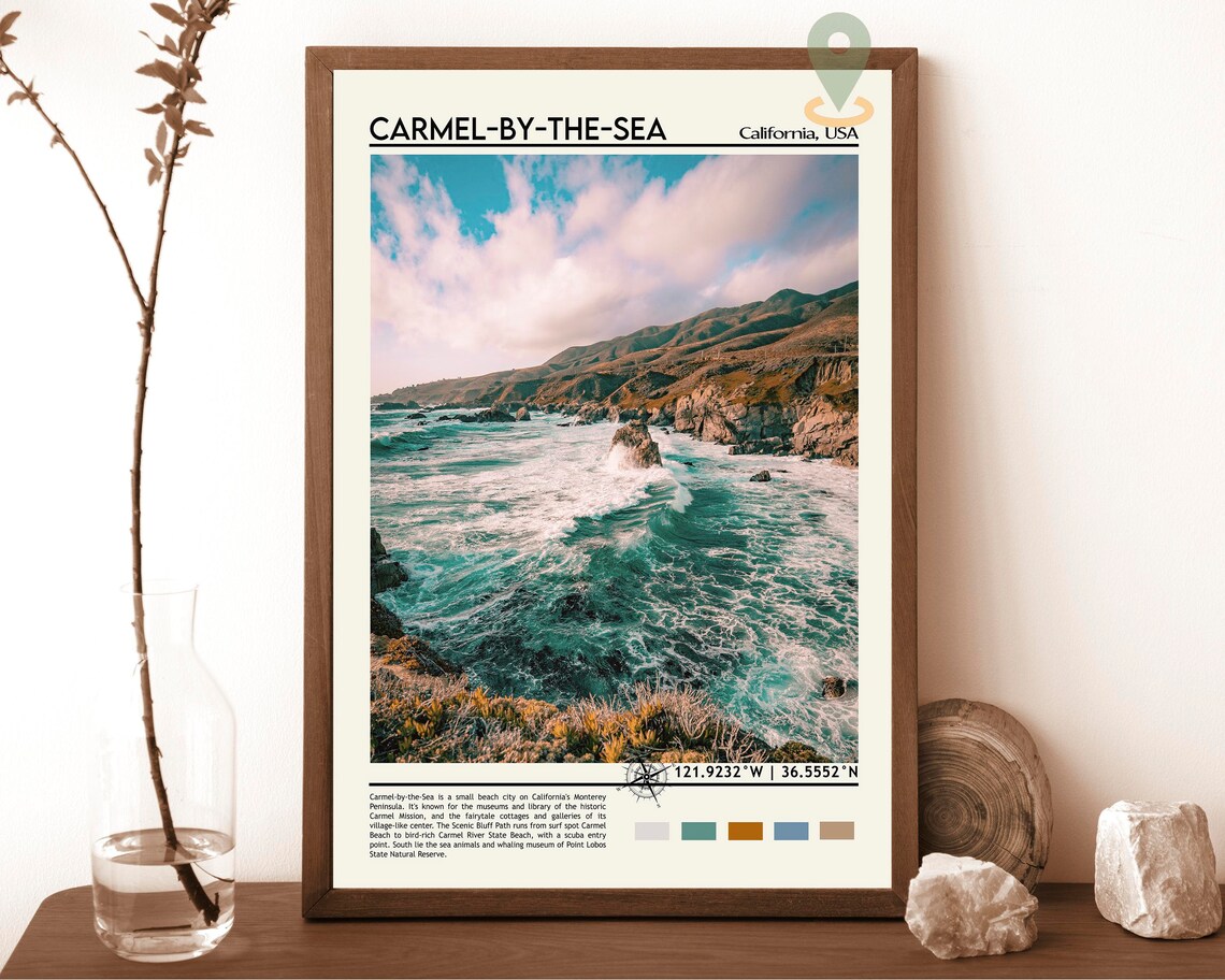Carmel by the Sea California Rocky Coast Ocean Waves Photo Poster
