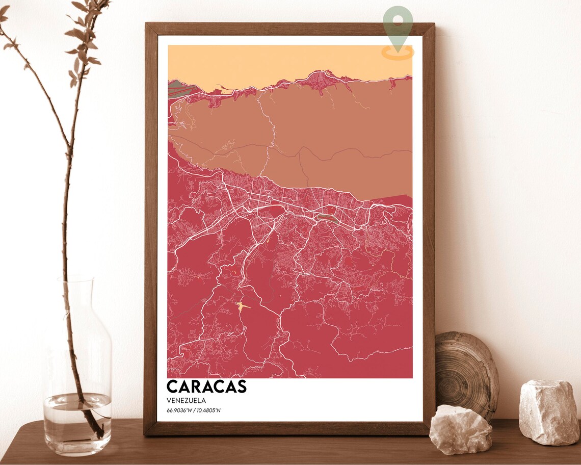Caracas Venezuela Modern City Map Poster Navy and Gold Tones - Image 3