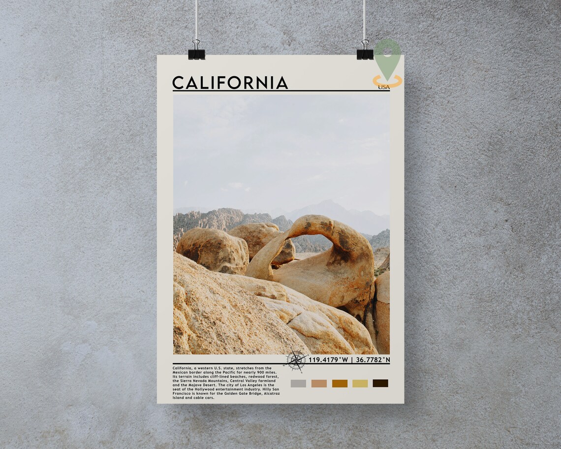 California USA Desert Rock Arch Formation Scenic Travel Poster - Image 4