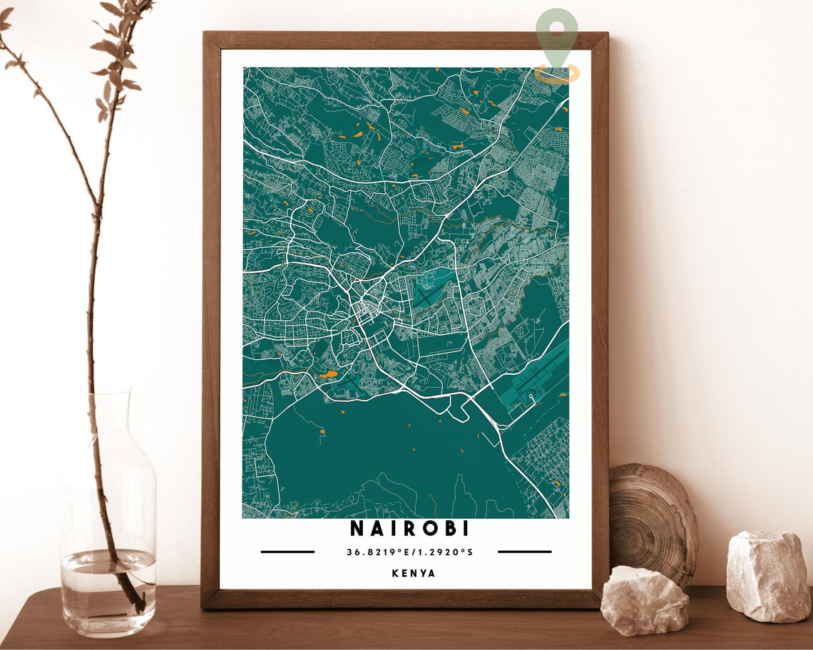 Nairobi Kenya City Street Map Pink Modern Art Print for Safari Lovers - Image 3