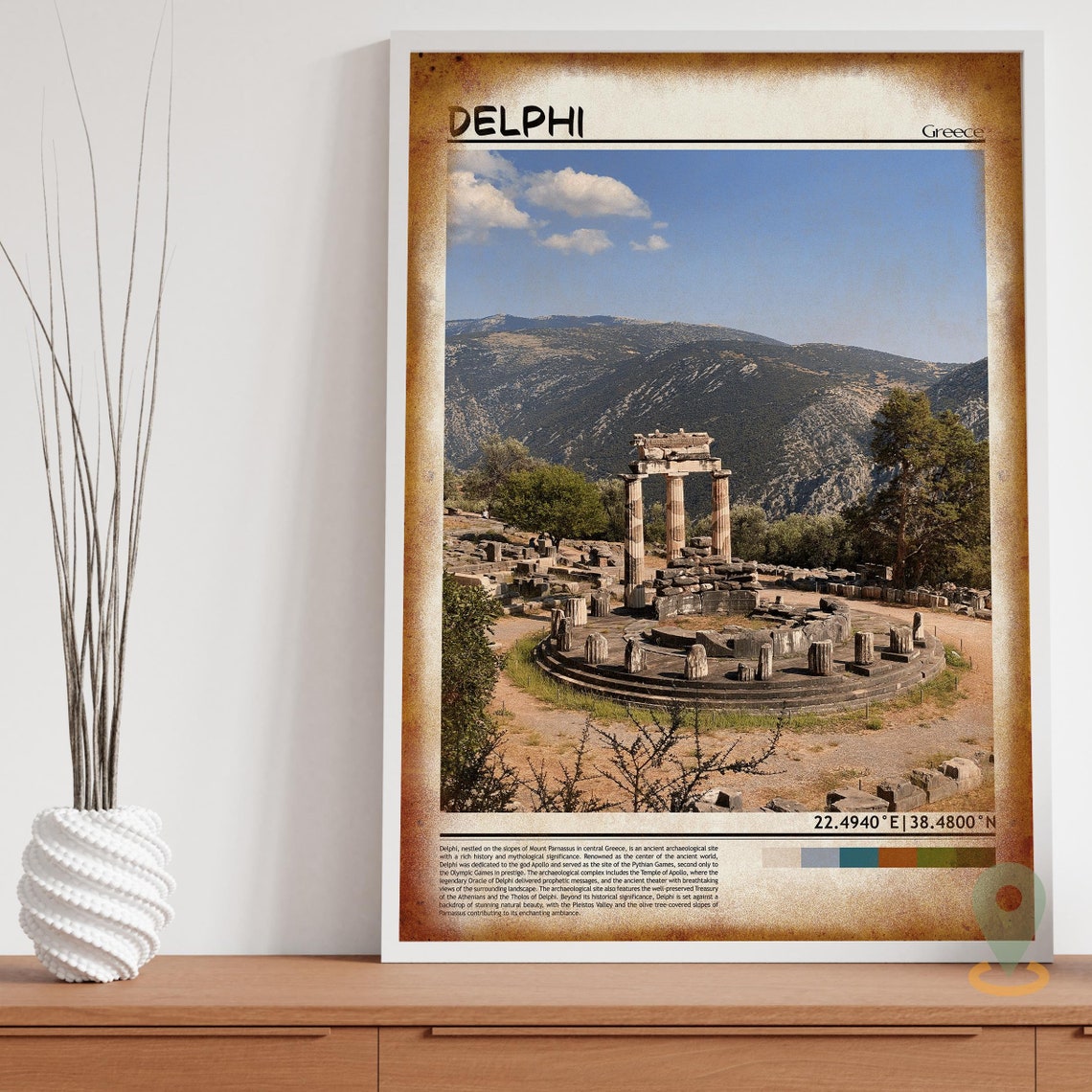 Delphi Greece Ancient Tholos Ruins Mountain Valley Photo Poster - Image 3