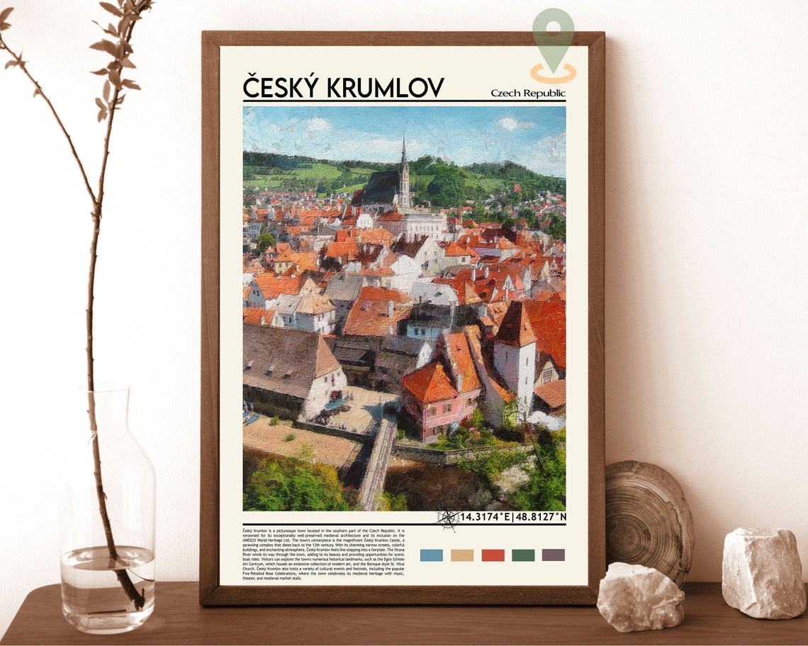 Cesky Krumlov Czech Republic Medieval Old Town Aerial Poster