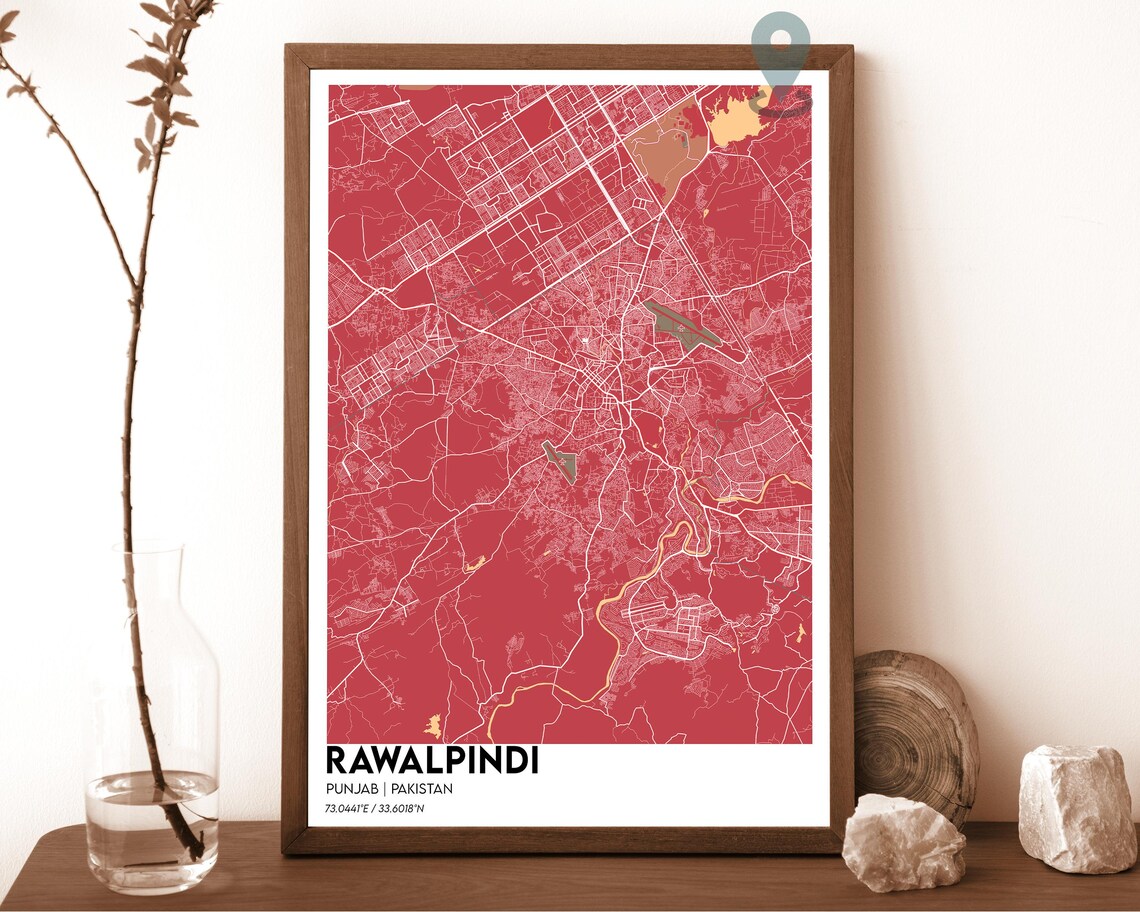 Rawalpindi Pakistan Vintage Sepia Style City Map Home Decor Poster - Image 3