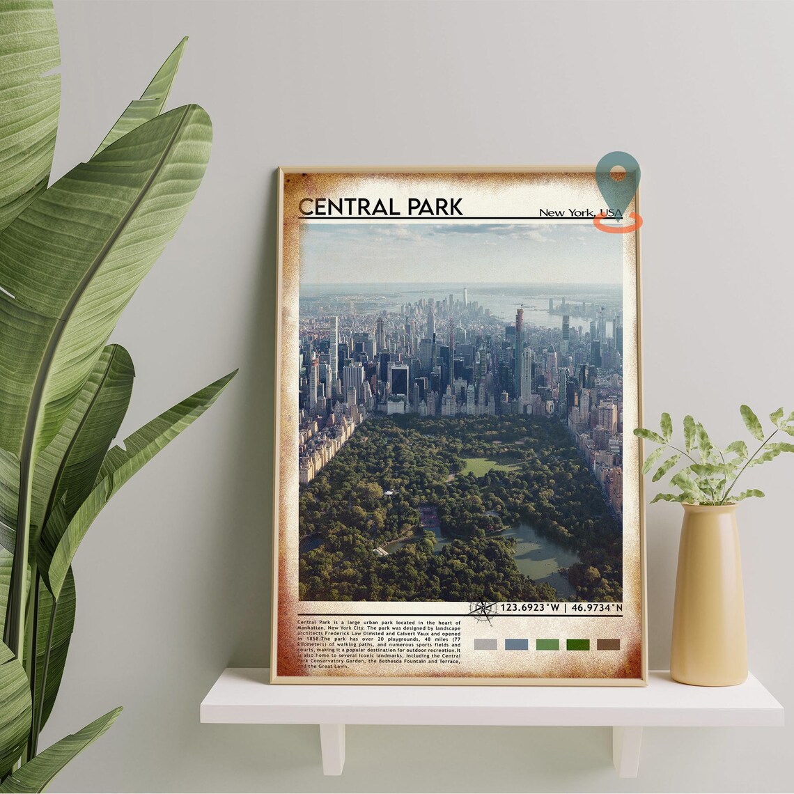 Central Park New York USA Aerial Manhattan Skyline Photo Poster - Image 4